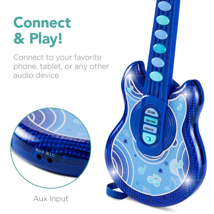 Kids Pretend Play Guitar Musical Instrument Toy w/ Microphone, Stand - 19in