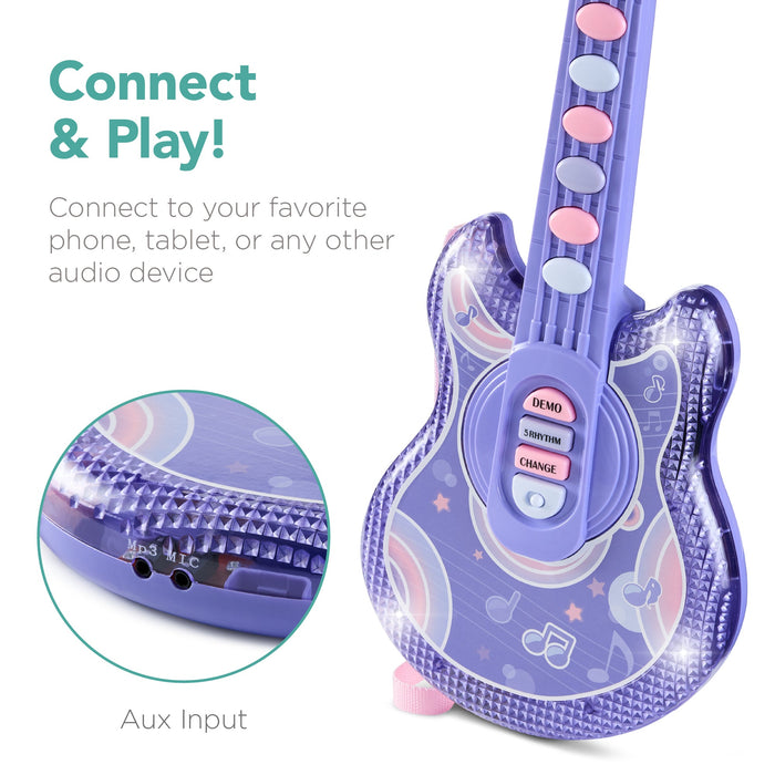 Kids Pretend Play Guitar Musical Instrument Toy w/ Microphone, Stand - 19in