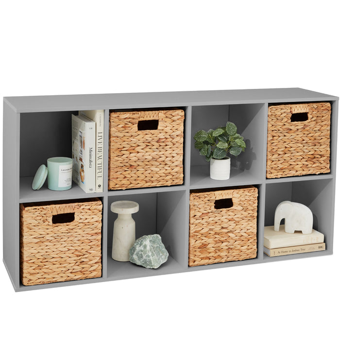 8-Cube Bookshelf, 11in Storage Display w/ Removable Panels, Customizable