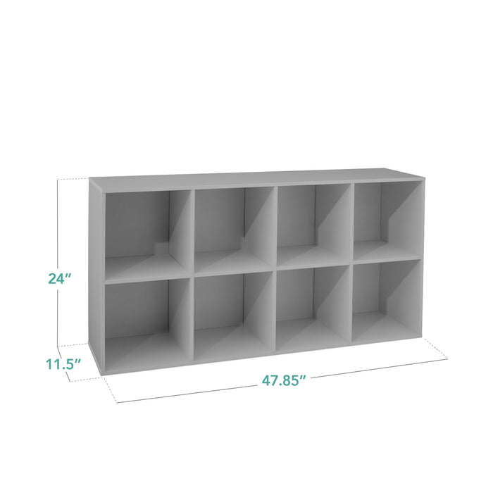 8-Cube Bookshelf, 11in Storage Display w/ Removable Panels, Customizable