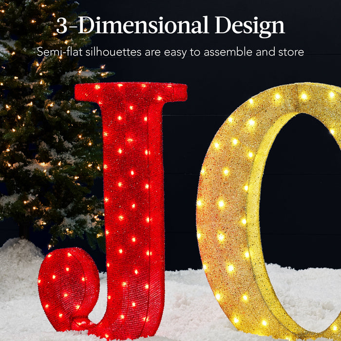 Décoration de jardin de Noël illuminée en 3D JOY en 3 pièces avec 150 lumières LED - 32 po