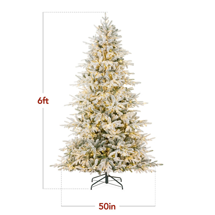 Pre-Lit Flocked Full Aspen Christmas Tree w/ 2-in-1 Twinkling Micro LEDs