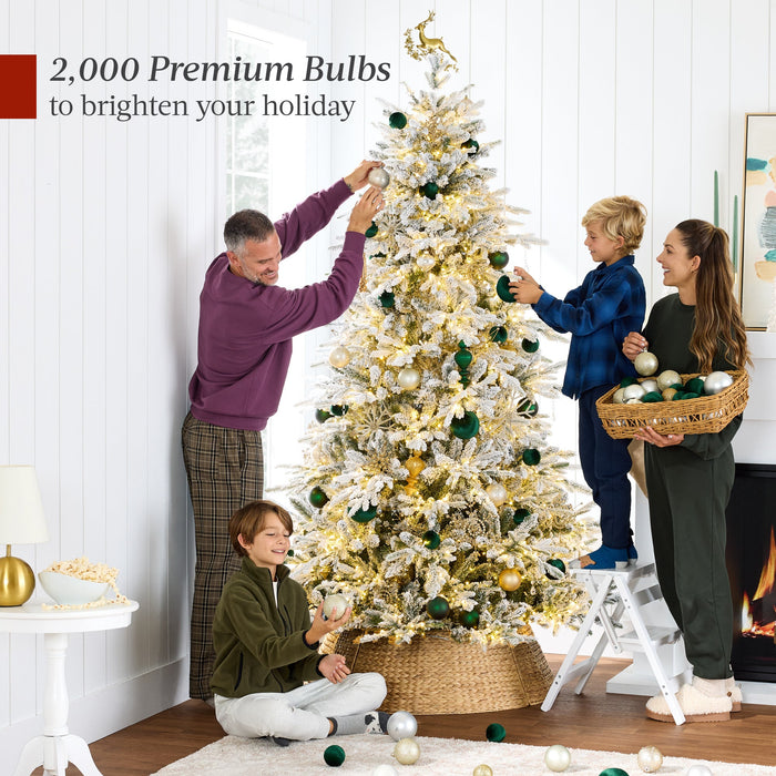 Pre-Lit Flocked Full Aspen Christmas Tree w/ 2-in-1 Twinkling Micro LEDs