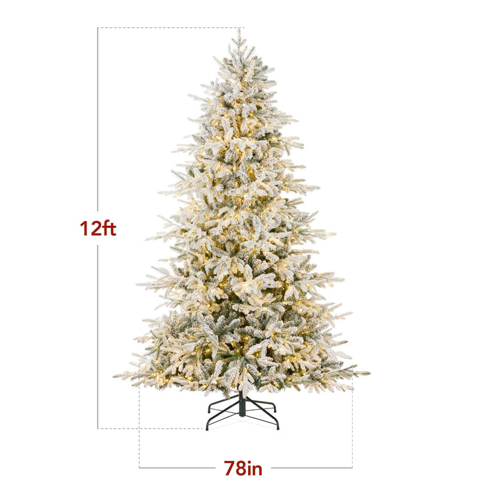 Pre-Lit Flocked Full Aspen Christmas Tree w/ 2-in-1 Twinkling Micro LEDs