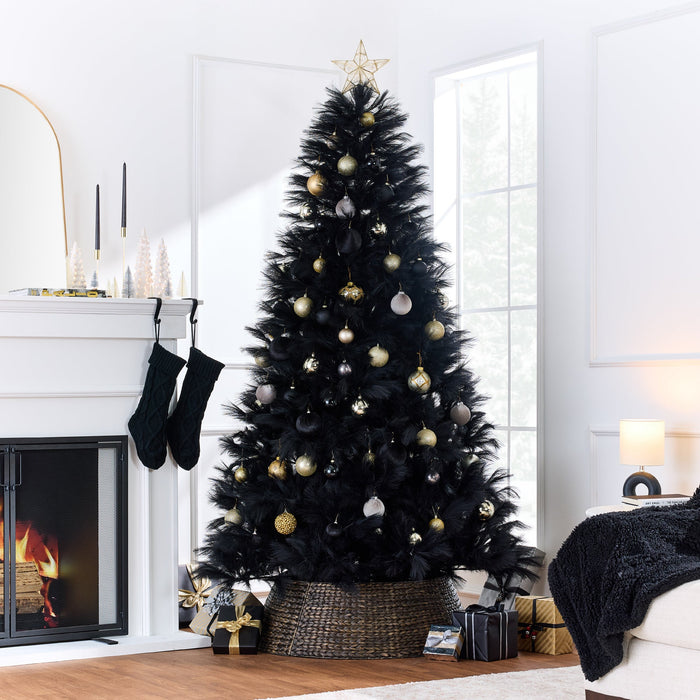 Sapin de Noël artificiel de la pampa noire de qualité supérieure avec base en métal pliable