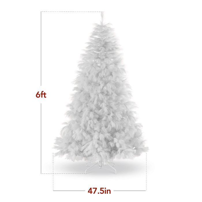 Premium Artificial White Pampas Christmas Tree w/ Foldable Metal Base