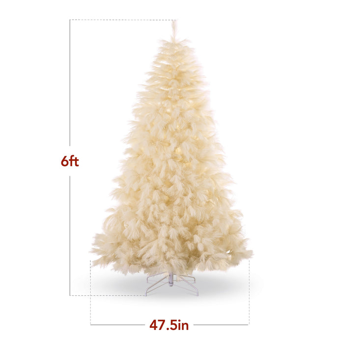 Premium Artificial Ivory Pampas Christmas Tree w/ Foldable Metal Base