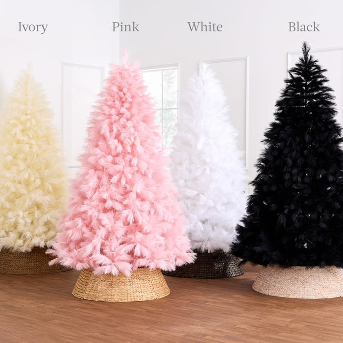 Premium Artificial Ivory Pampas Christmas Tree w/ Foldable Metal Base