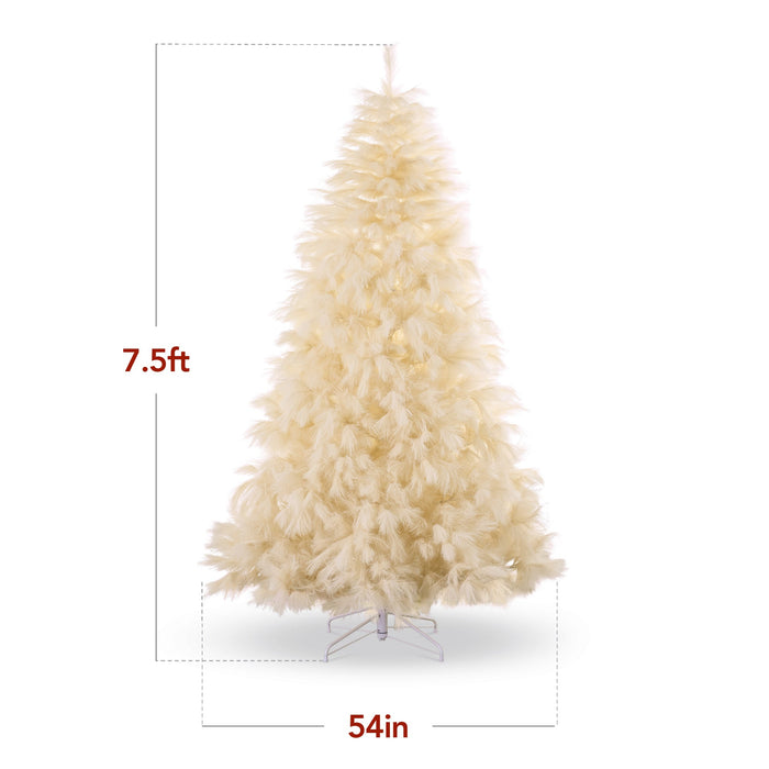 Premium Artificial Ivory Pampas Christmas Tree w/ Foldable Metal Base