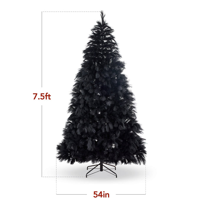 Sapin de Noël artificiel de la pampa noire de qualité supérieure avec base en métal pliable