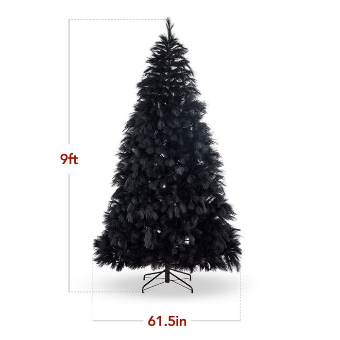 Sapin de Noël artificiel de la pampa noire de qualité supérieure avec base en métal pliable