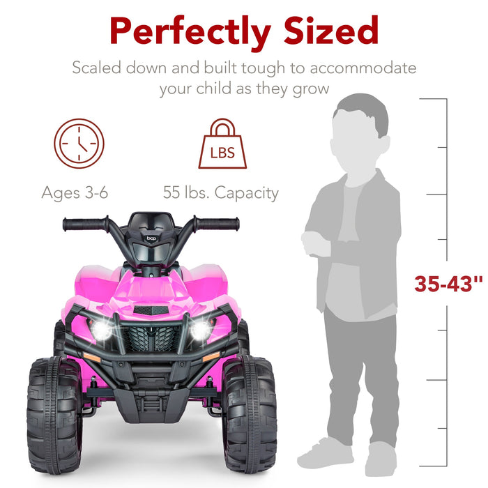 12V Kids Ride-On 4-Wheeler Quad ATV Car w/ 2.4mph Max, Bluetooth, Headlights