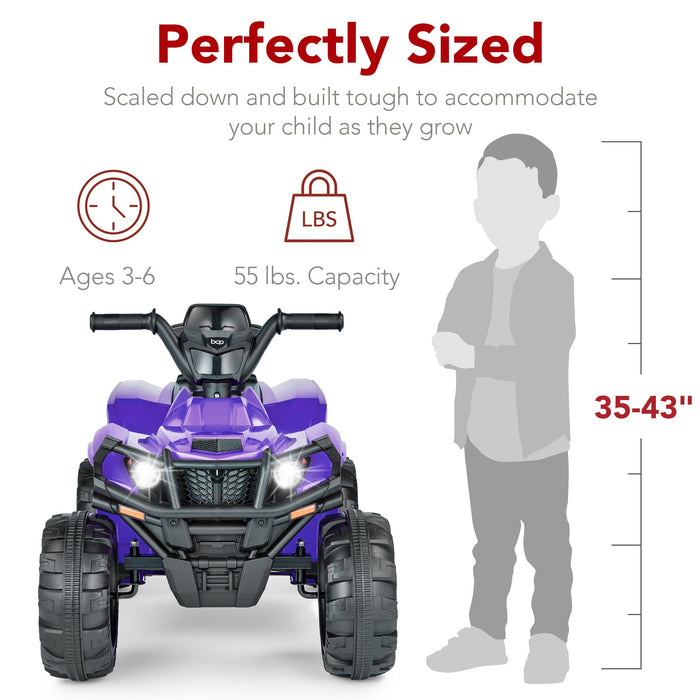 12V Kids Ride-On 4-Wheeler Quad ATV Car w/ 2.4mph Max, Bluetooth, Headlights