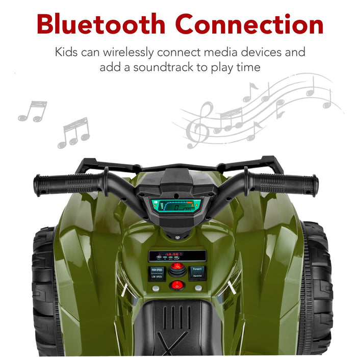 12V Kids Ride-On 4-Wheeler Quad ATV Car w/ 2.4mph Max, Bluetooth, Headlights