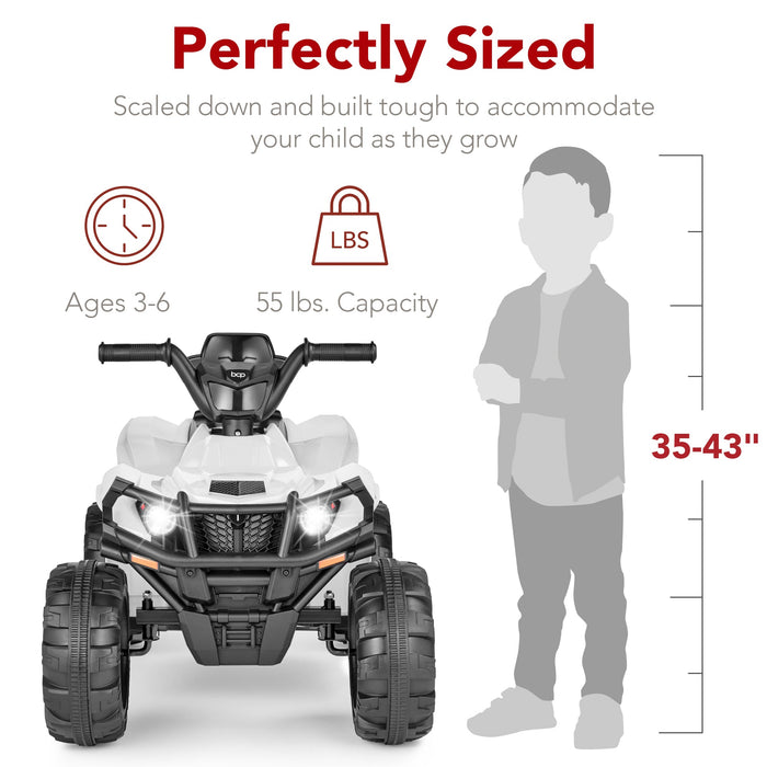 12V Kids Ride-On 4-Wheeler Quad ATV Car w/ 2.4mph Max, Bluetooth, Headlights