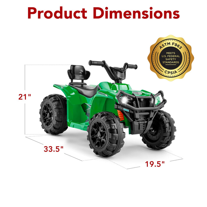 12V Kids Ride-On 4-Wheeler Quad ATV Car w/ 2.4mph Max, Bluetooth, Headlights