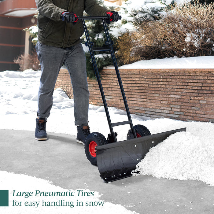 2-Wheel Snow Pusher w/ Adjustable Handle, Reflective Tape - 36in