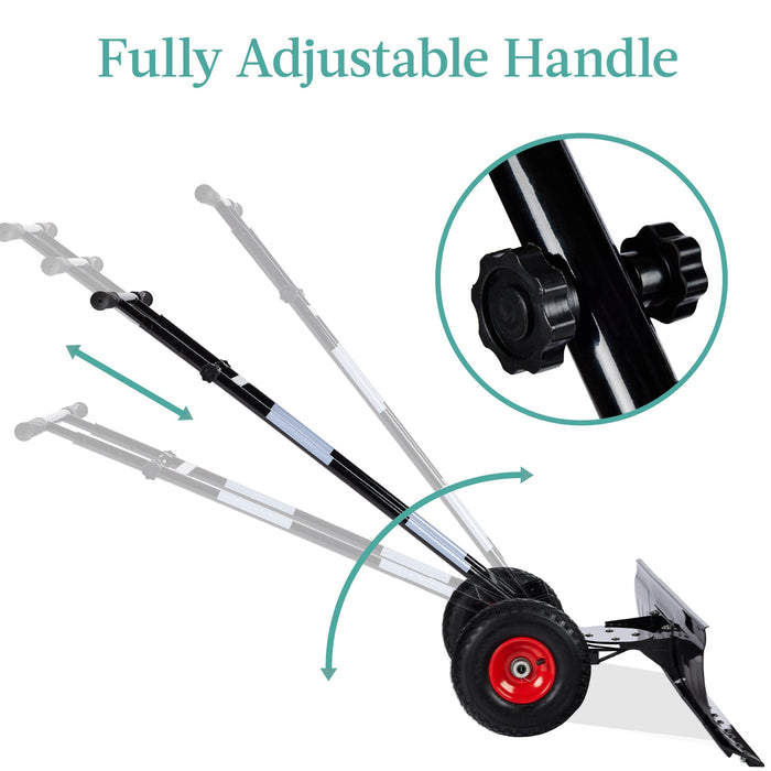 2-Wheel Snow Pusher w/ Adjustable Handle, Reflective Tape - 36in