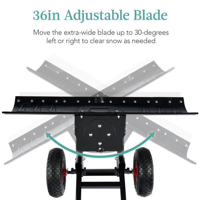 2-Wheel Snow Pusher w/ Adjustable Handle, Reflective Tape - 36in