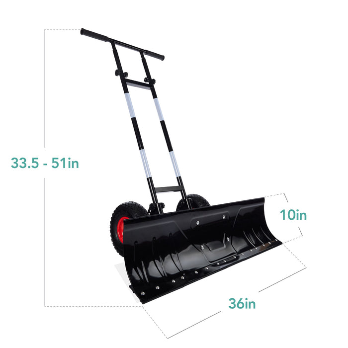 2-Wheel Snow Pusher w/ Adjustable Handle, Reflective Tape - 36in