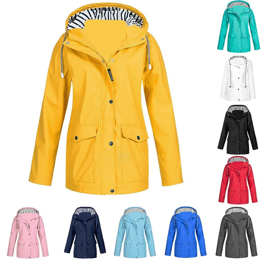 Outdoor Mountaineering Jacket, Solid Color, Simple and Comfortable Drawstring