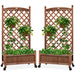 Set of 2 Wood Planter Box & Lattice Trellis w/ Optional Wheels - 48in